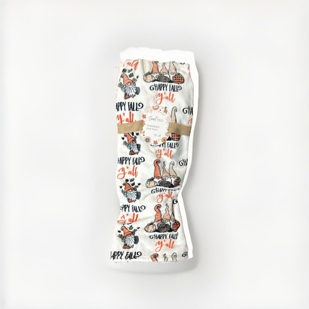 It’s Fall Y’all Gnome Plush Throw Blanket  Fall 50”x70” NEW